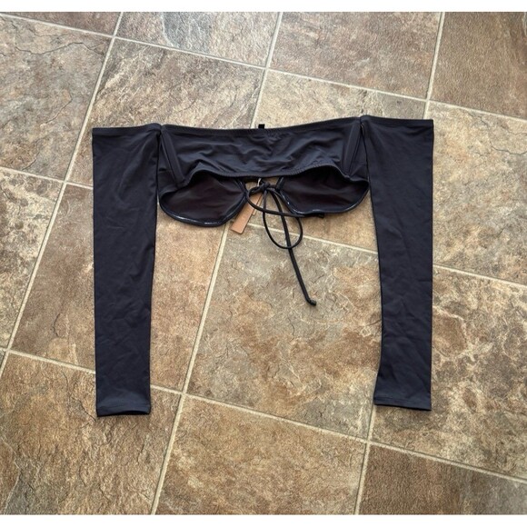 Skims Recycled Swim Long Sleeved Bikini Top Onyx Size Medium - Picture 8 of 9